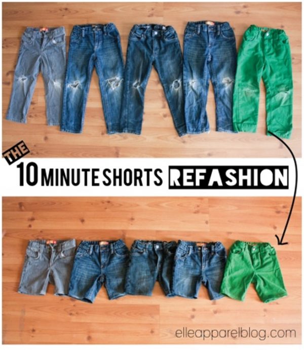 10 Minutes DIY Refashion Jeans into Cuffed Cut Off Jean Shorts Tutorial