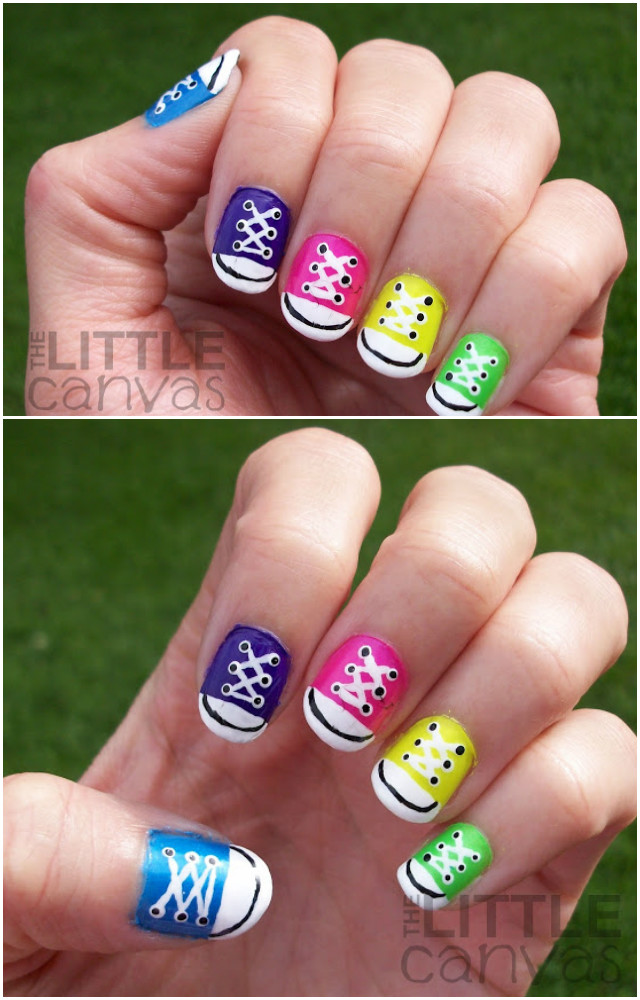 DIY Rainbow Converse Nail Art Design Manicure Ideas and Tutorials