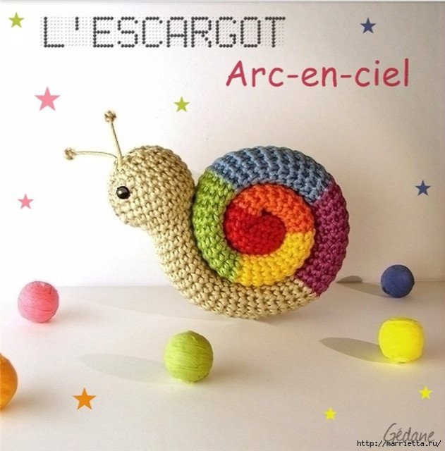 DIY Rainbow Crochet Snail Amigurumi Free Patterns