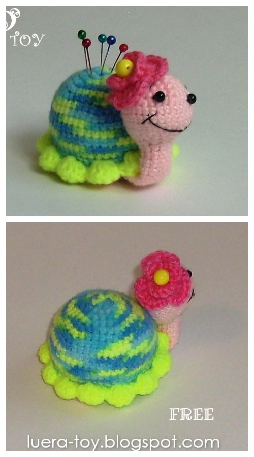 DIY Crochet Snail Amigurumi Free Patterns- Snail Pin Cushion