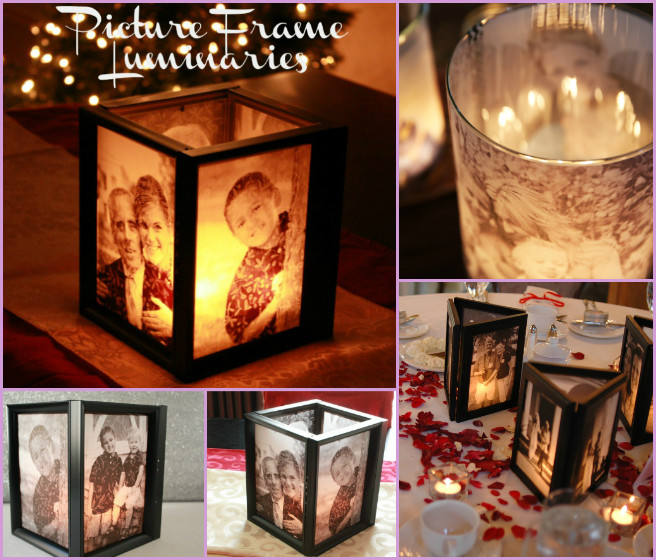 DIY Glowing Picture Frame Centerpiece Luminaries Tutorial