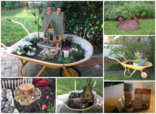 DIY Miniature Wheelbarrow Fairy Garden ideas with Tutorial