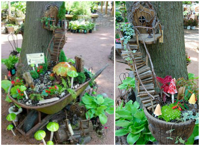 DIY Miniature Wheelbarrow Fairy Garden Tutorial - stairway to heaven