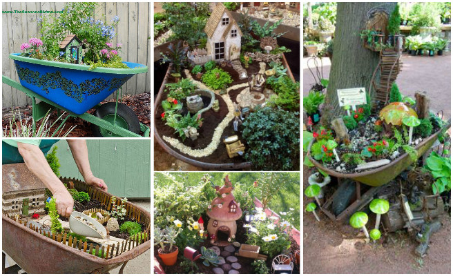 DIY Wheel Barrow Fairy Garden Ideas Tutorials Instruction Video