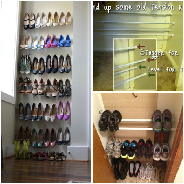 Tension Rod Shoe Rack DIY