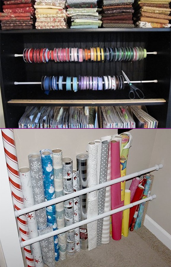 Tension Rod Uses to Keep Home Organized- Craft Supply Organizer