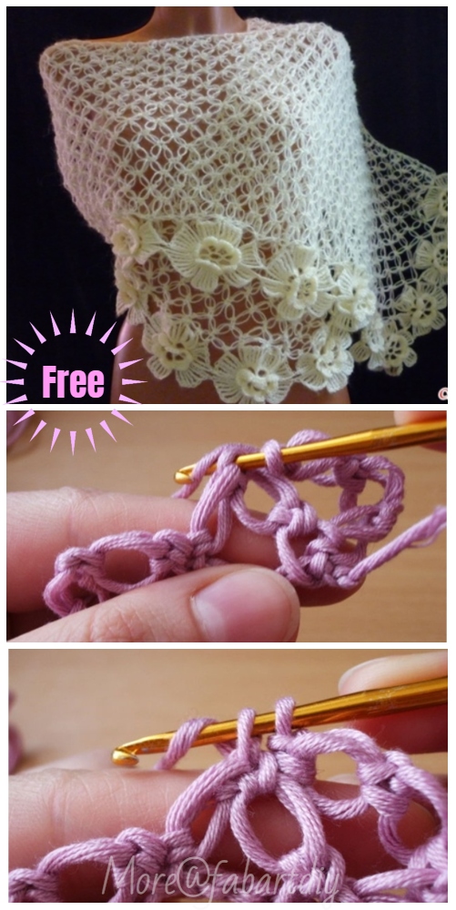 Crochet Shawl Free Crochet Patterns Round Up - Solomon Stitch Shawl Free Crochet Pattern 