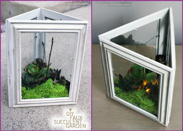 DIY Faux Picture Frame Succulent Garden Tutorial