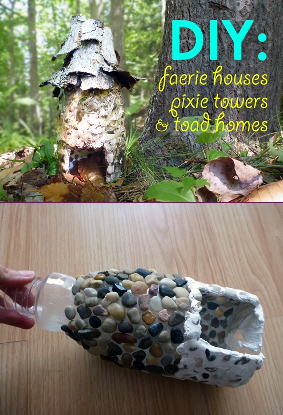 DIY Forest Stone Fairy House Pixie Tower from Plastic Bottle Tutorial