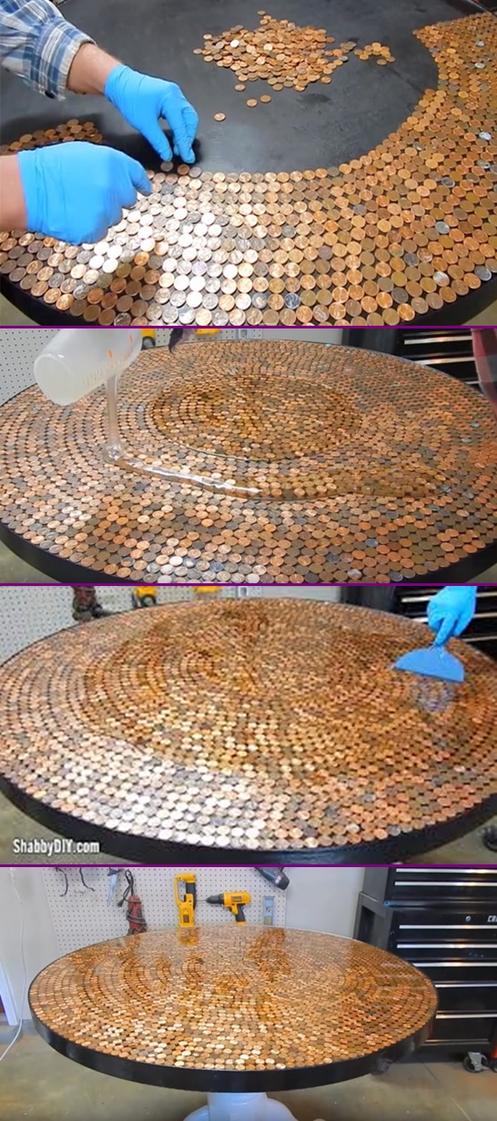 DIY Penny Table Top Project Tutorial Video - Glaze Coated