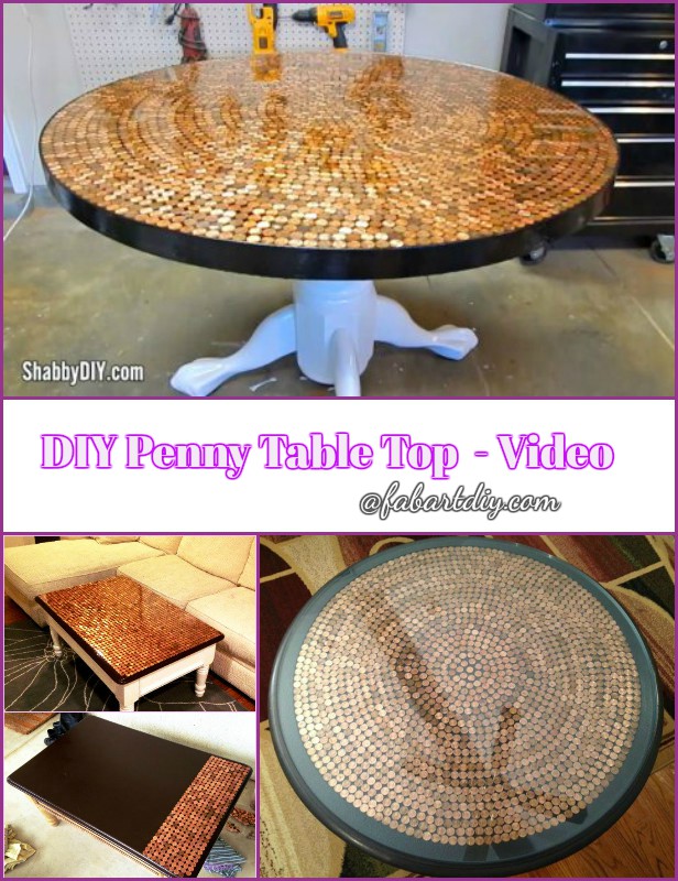 DIY Penny Table Top Fruniture Makeover Project Tutorial Video