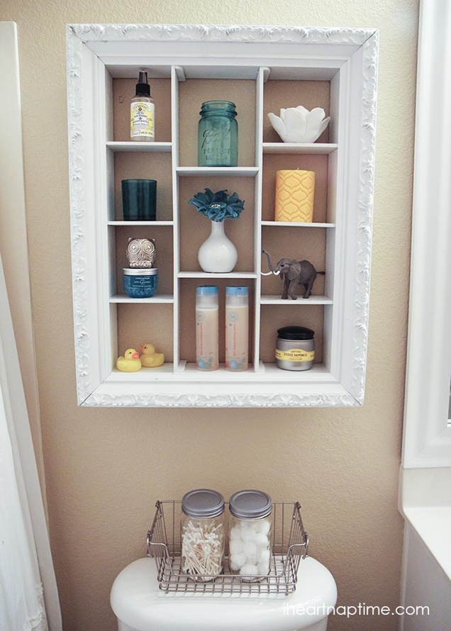 DIY Picture Frame Bathroom Wall Shelf