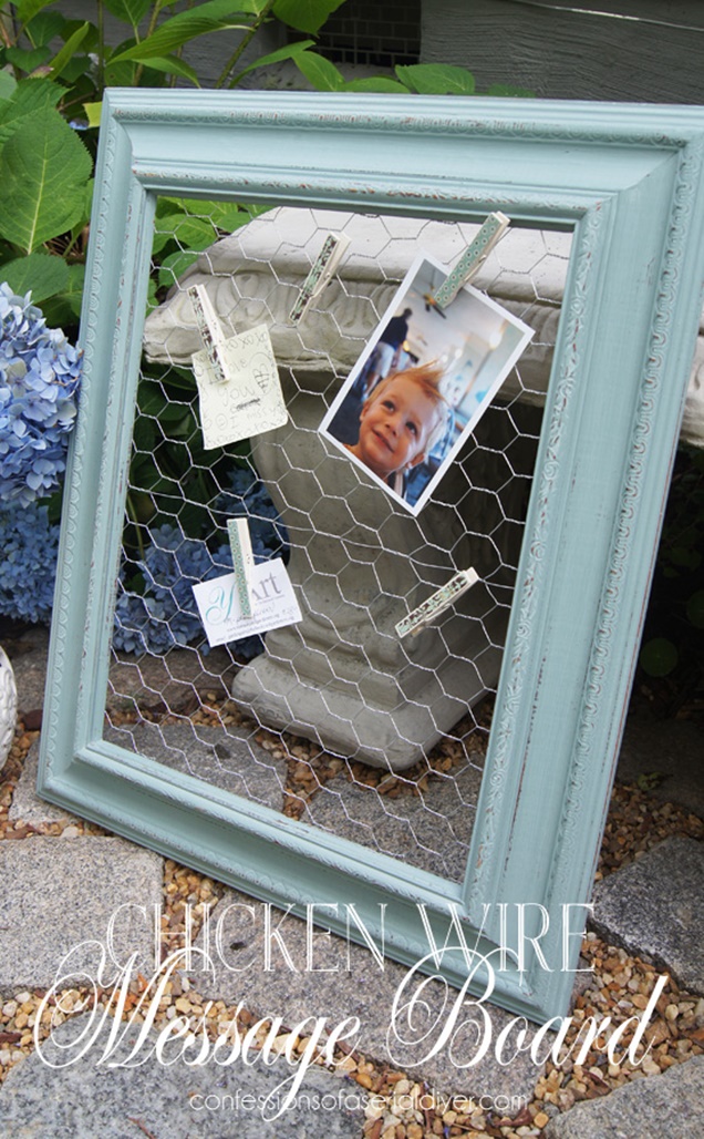 DIY Picture Frame Chicken Wire Message Board Tutorial