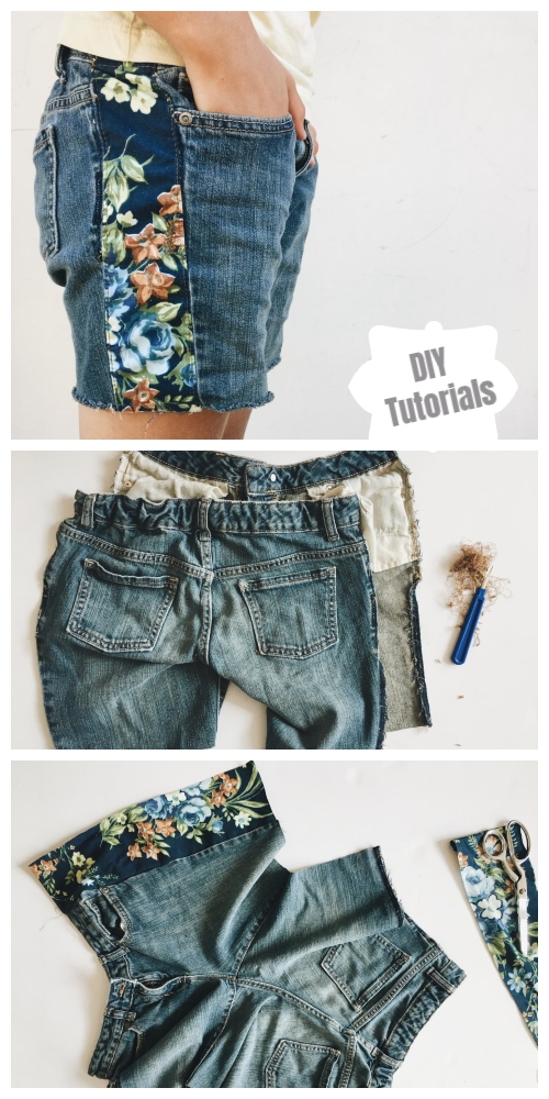Refashion Hack- Turn Worn Jeans into DIY Cut Off Jean Shorts Tutorials - ﻿Boho Inspired Jean Cutoff Shorts DIY Tutorial