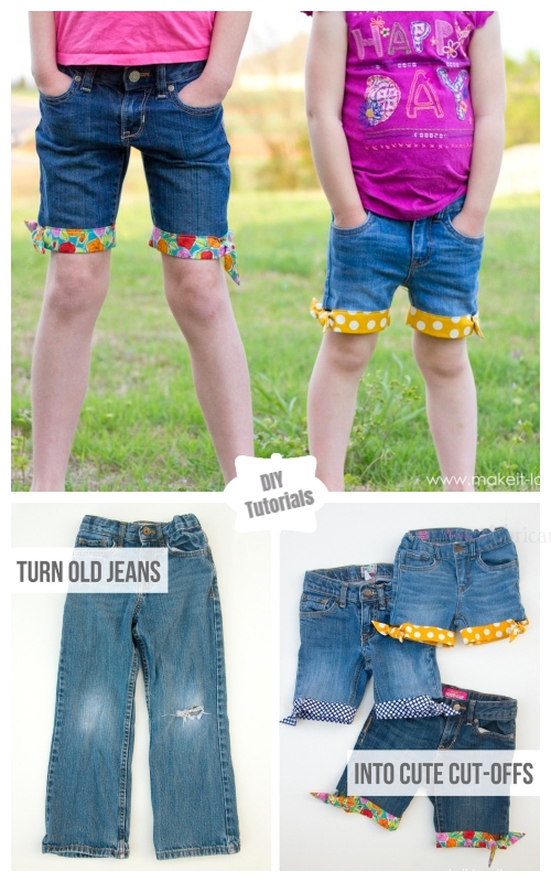 Refashion Hack- Turn Worn Jeans into DIY Cut Off Jean Shorts Tutorials - ﻿﻿﻿ Summer Style Cut Off Jean Shorts DIY Tutorial