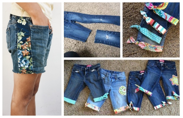 jean shorts with patches