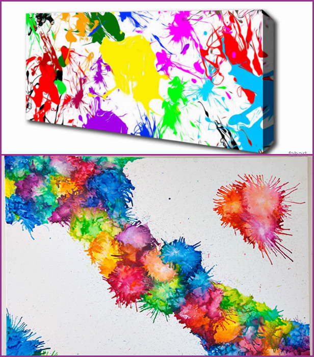 10 Fabulous Ways to Decorate Your Empty Wall-DIY Paint Splash Wall Canvas