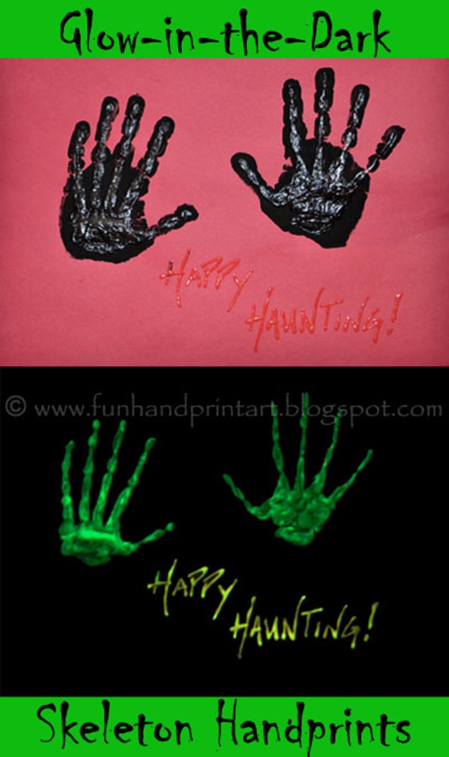 DIY Halloween Glow in the Dark Handprint Skeleton Tutorial