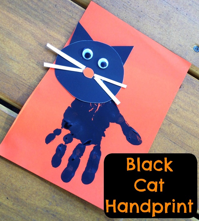 DIY Halloween Handprint Black Cat Tutorial