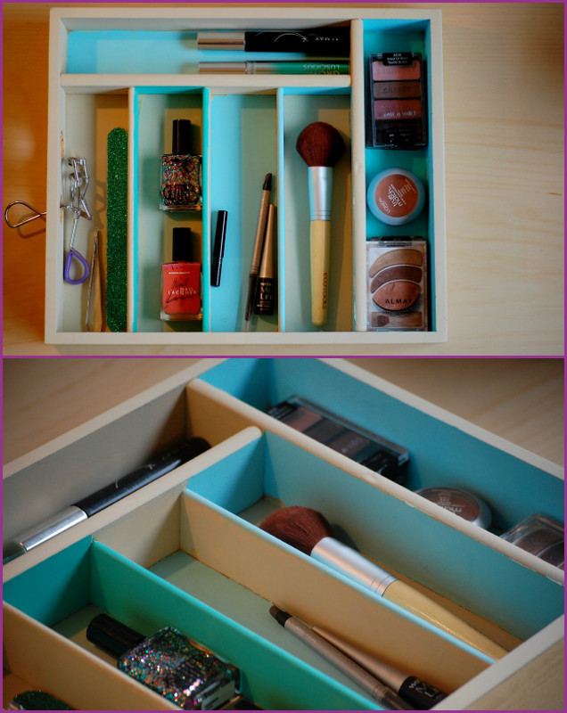 DIY Silverware Tray Makeup Organizer-Alternative Uses of Cutlery Tray