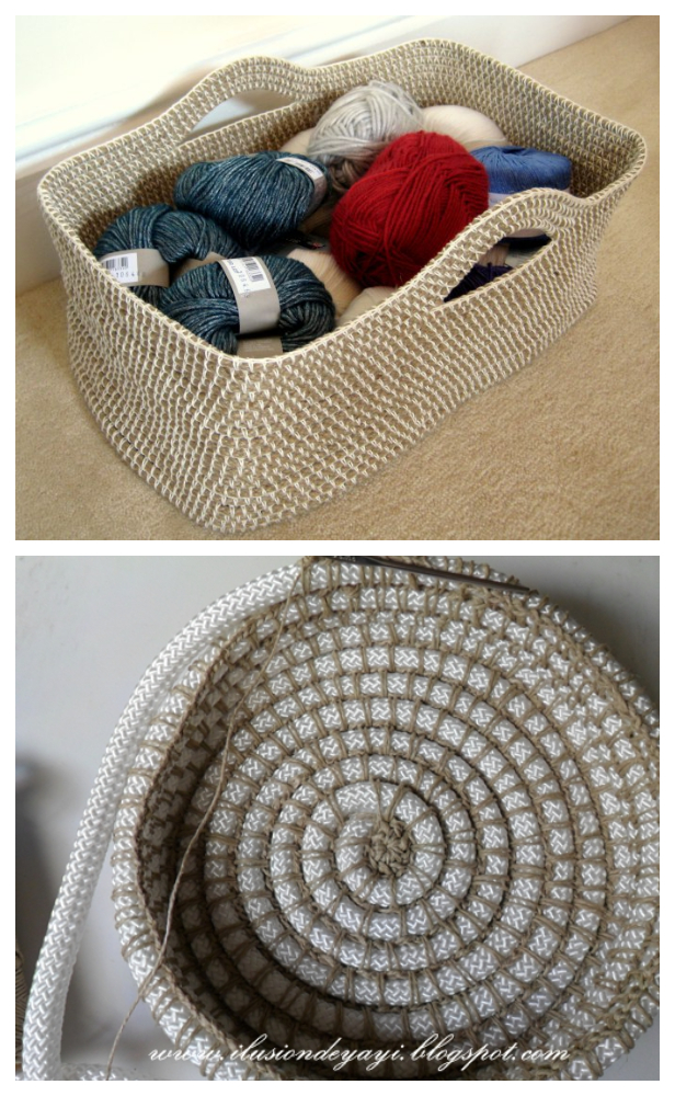 DIY Crochet Rope Basket Free Pattern Tutorial