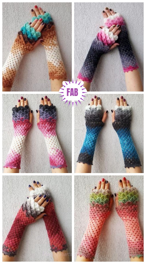 Crocodile Stitch Crochet Dragon Glove Free Crochet Patterns