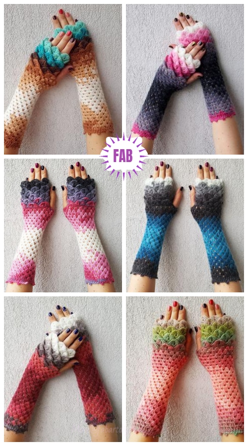 Free Crochet Pattern - Crocodile Stitch Fingerless Gloves – FurlsCrochet