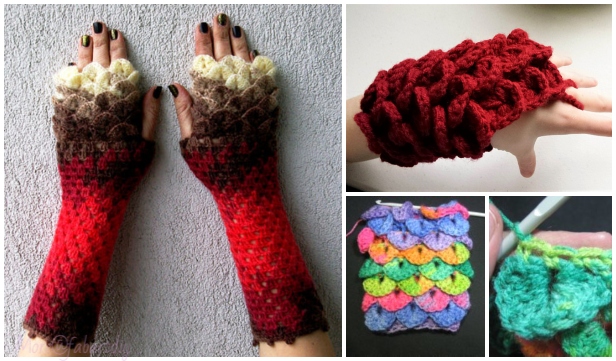 Diy Crocodile Stitch Crochet Dragon Glove Free Pattern