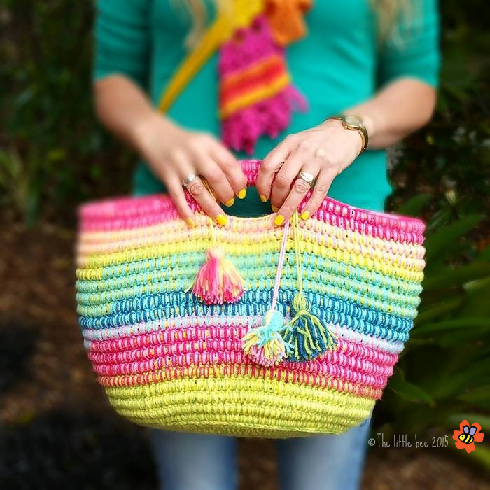 DIY Crochet Rainbow Rope Basket Free Pattern Tutorial