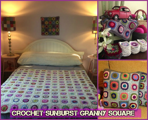 DIY Crochet Sunburst Granny Square Free Pattern (Video)