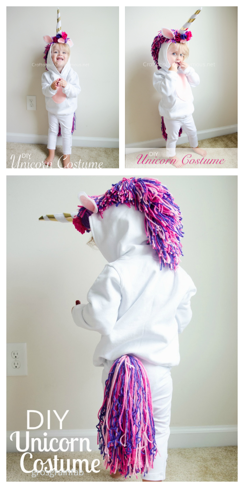 20+ DIY Halloween Costume Tutorials for All Ages -DIY Sweatsuit Unicorn Costume Tutorials