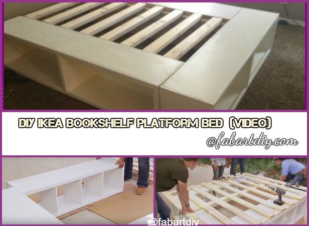 DIY IKEA Bookshelf Platform Bed with Storage-DIY Bookshelf Bed Tutorial