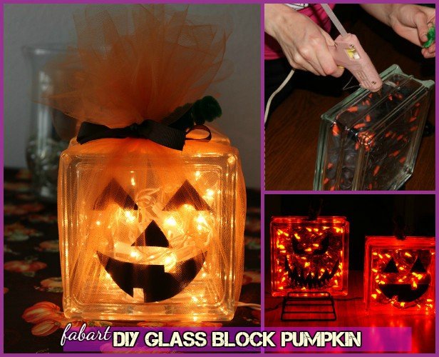 DIY Alternative Pumpkin Craft Ideas -DIY Glass Block Pumpkin Tutorial