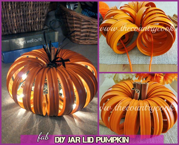 DIY Alternative Pumpkin Craft Ideas -DIY Mason Jar Lid Pumpkin