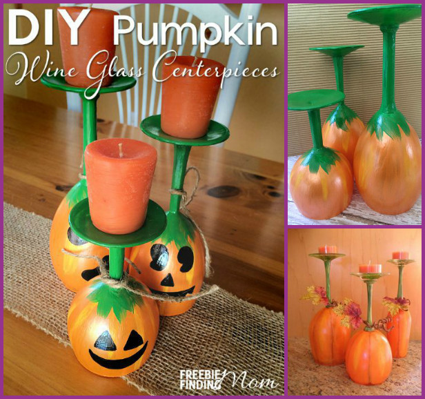 DIY Alternative Pumpkin Craft Ideas -DIY Upside Down Pumpkin Wine Glass Candle Holder Tutorial