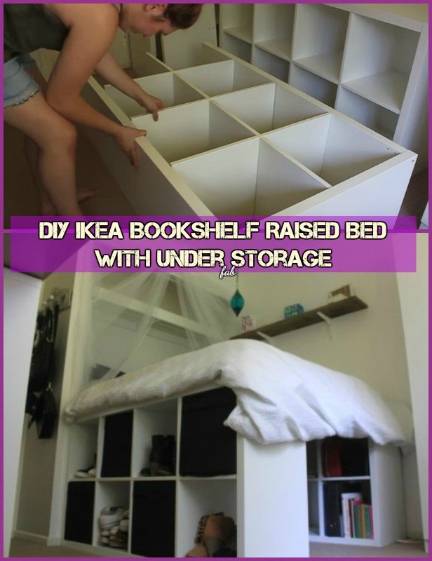 DIY IKEA Bookshelf Raised Bed With Under Storage - Video