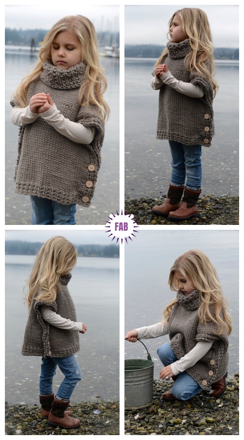 DIY Poncho Style Knit Pullover Sweater Outfit Pattern