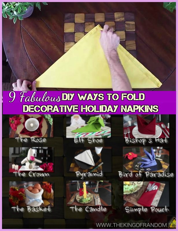 9 DIY Ways to Fold Decorative Holiday Napkins Tutorial+Video