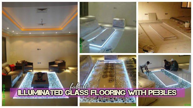 DIY LED Lighted Glass Flooring with Pebbles Tutorial