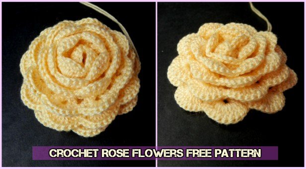 Crochet Rose Flower Free Pattern 