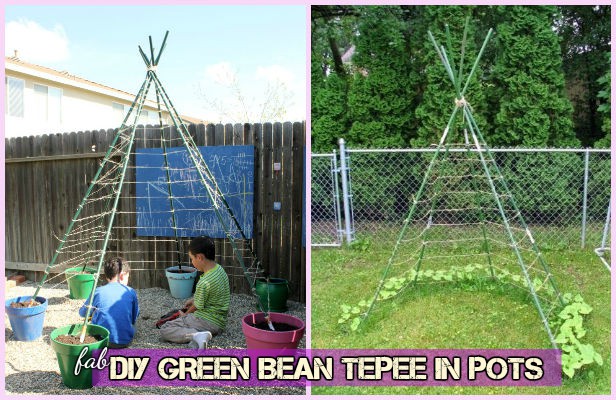 DIY Kids Living Bean Teepee Green Playhouse in Flower Pots