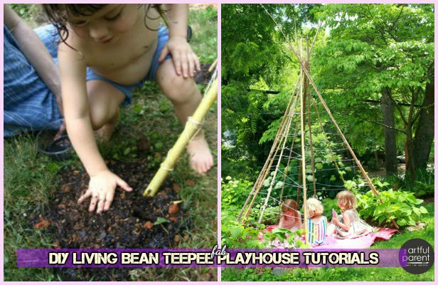 DIY Kids Living Bean Teepee Green Playhouse Tutorial