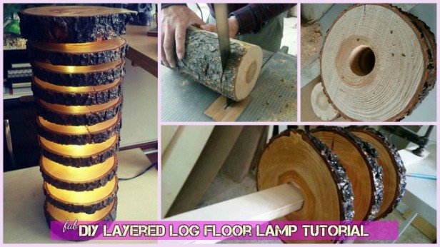 DIY Layered Log Floor Lamp Tutorial