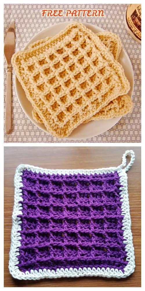  Waffle Stitch Dishcloth Free Crochet Pattern Tutorial + Video 