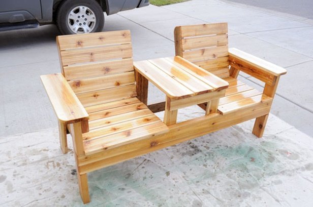 DIY Double Chair Bench With Table Tutorial -Video