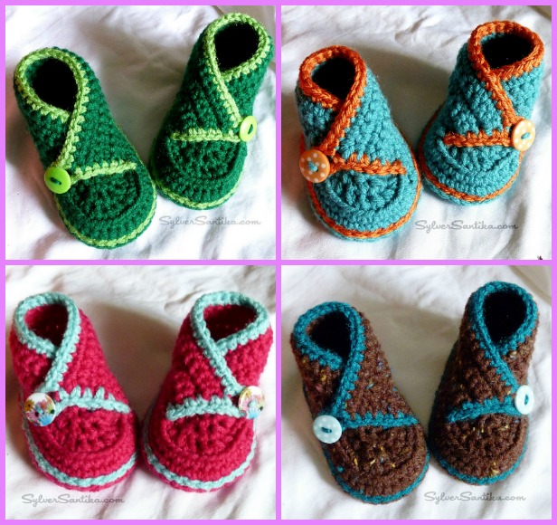 Crochet Baby High Top Kimono Booties Pattern