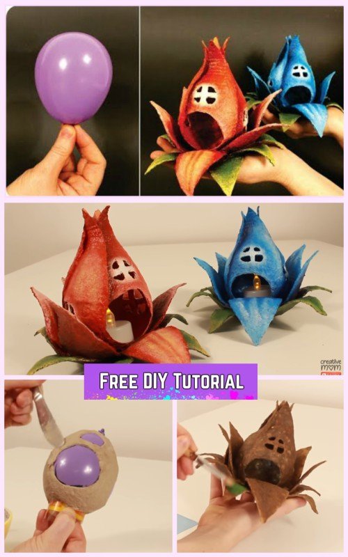 DIY Fairy House Flower Tealight Tutorial Using Balloon