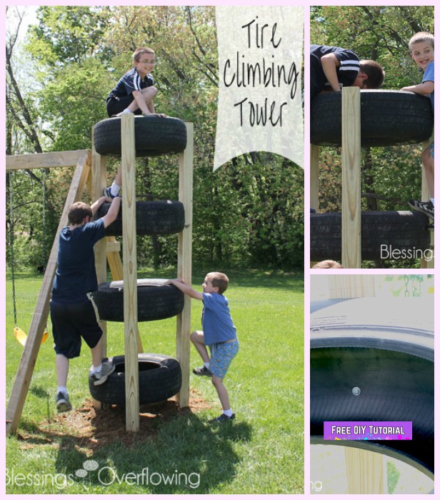 DIY Recycled Tire Climbing Tower Tutorial