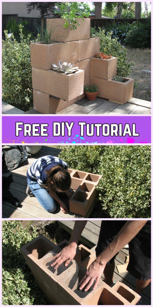 DIY Vertical Corner Cinder Block Planter Tutorials