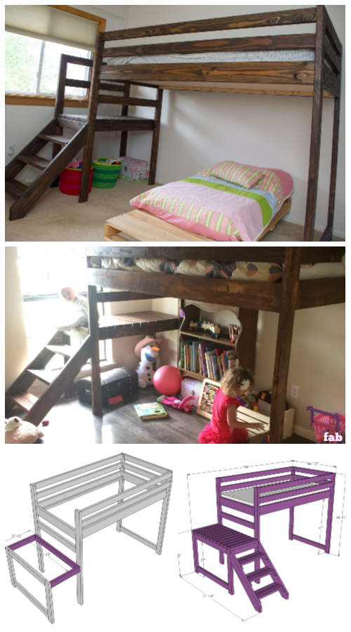 DIY Camp Loft Bed with Stairs Tutorial - Junior Size Bed Frame